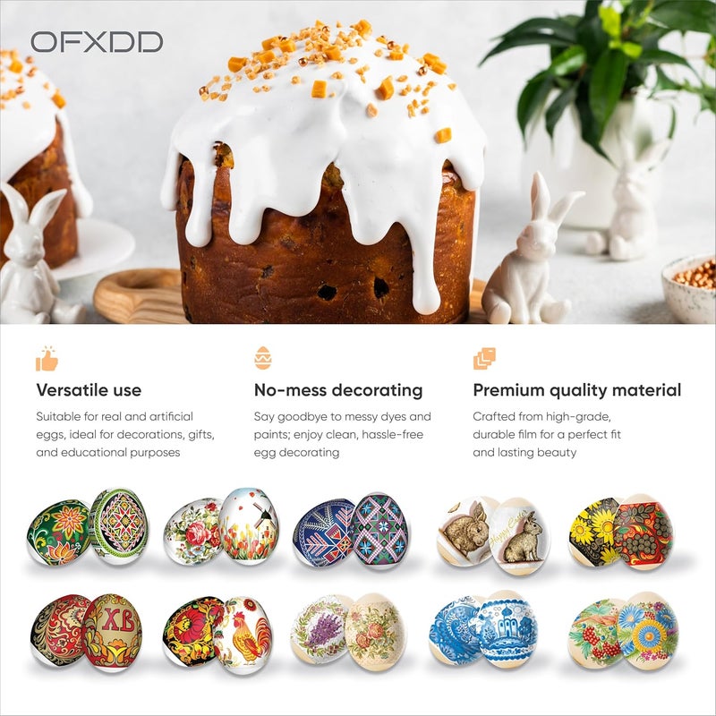 OFXDD Egg Wraps Easter Set for Pysanky 70 Pcs - Thermo Heat Easter Egg Wraps Ukrainian - Traditional Easter Egg Shrink Wrappers with Patterns - Orthodox Slavic Ukrainian Egg Decorating Kit - Image 3